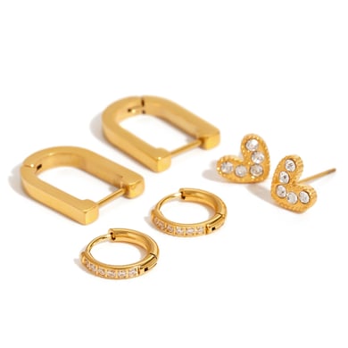 1 Paar Simple Series Klassisches Herz Edelstahl 18 Karat vergoldet Damen Ohrringe Set h5 Bild5