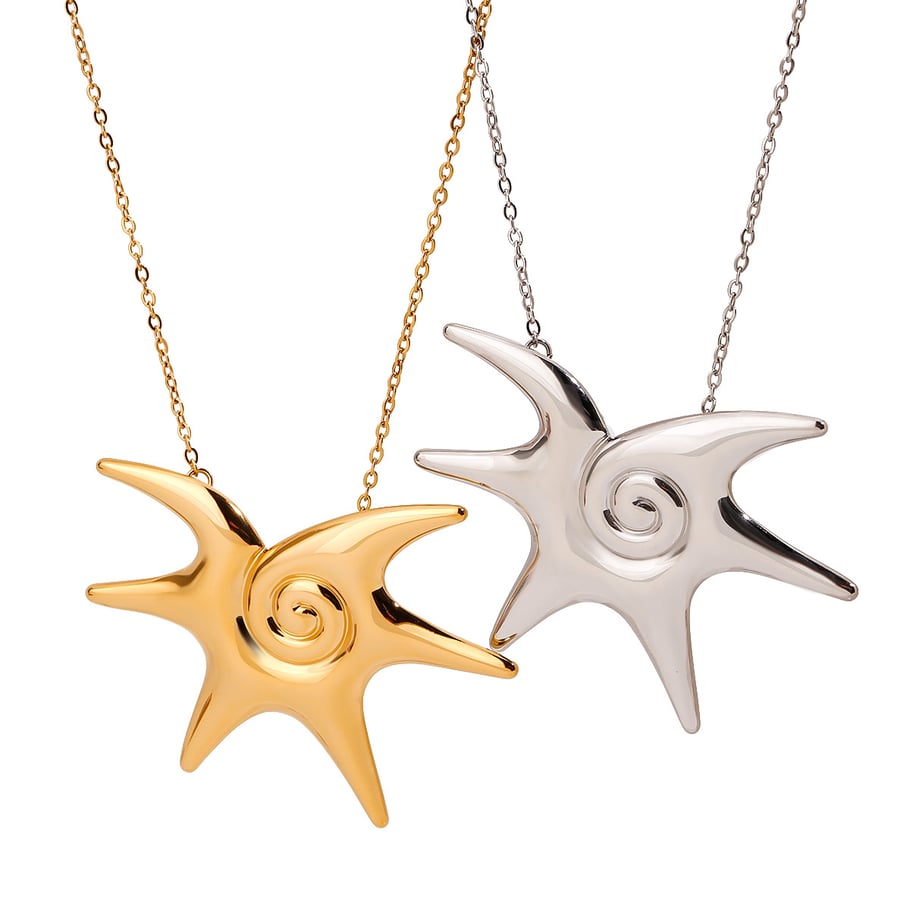 1 Piece Stylish Series Irregular Star Shape Stainless Steel Gold Color Women's Pendant Necklaces Picture10