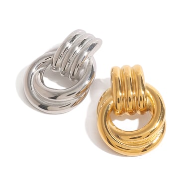 1 Paar Simple Series Casual Twist Edelstahl 18K vergoldet Damen Broschen h5 Bild5