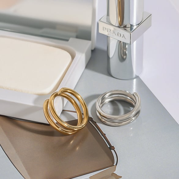 1 Piece Minimalist Series Chic Three Layers Circle Stainless Steel Gold Color Women's Single Rings 2