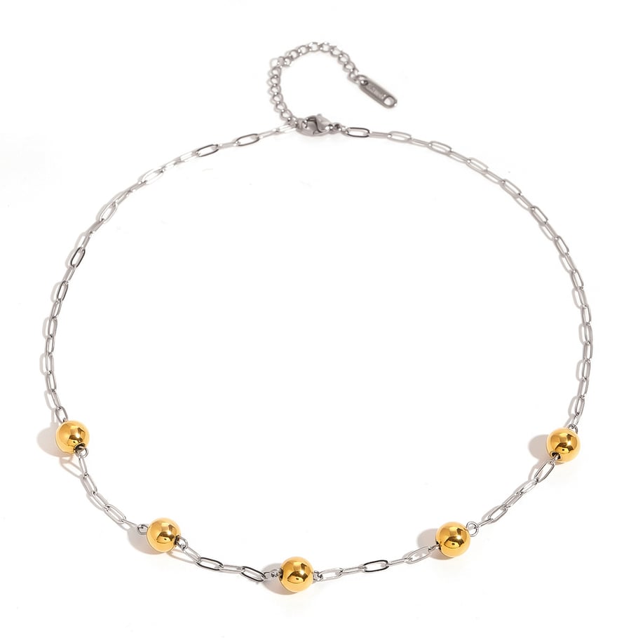 1 Stück Simple Series Casual Geometric Edelstahl 18 Karat vergoldet Damen Kettenhalsketten Bild5