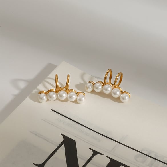1 Pair Elegant Series Exquisite Daily Stainless Steel Gold Color Women's Clip-on Earrings