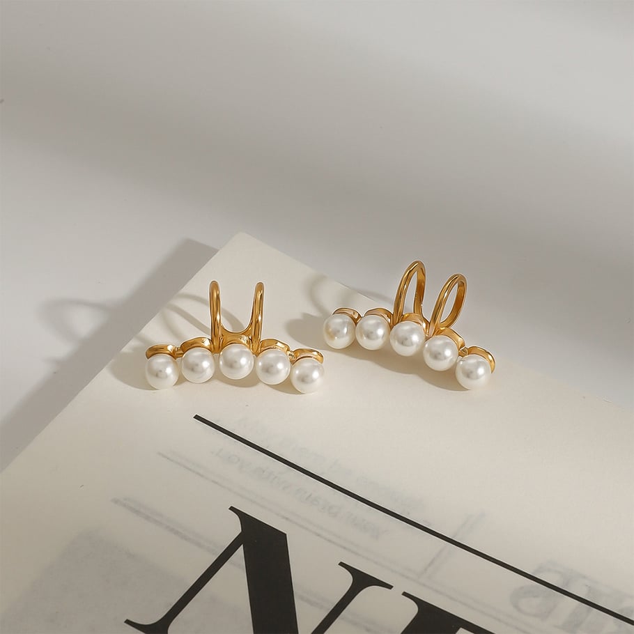 1 Pair Elegant Series Exquisite Daily Stainless Steel Gold Color Women's Clip-on Earrings Picture3