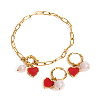 1 Paar Ohrringe aus Edelstahl mit 18 Karat vergoldetem Herz, romantische Serie, für Damen h5 Bild6