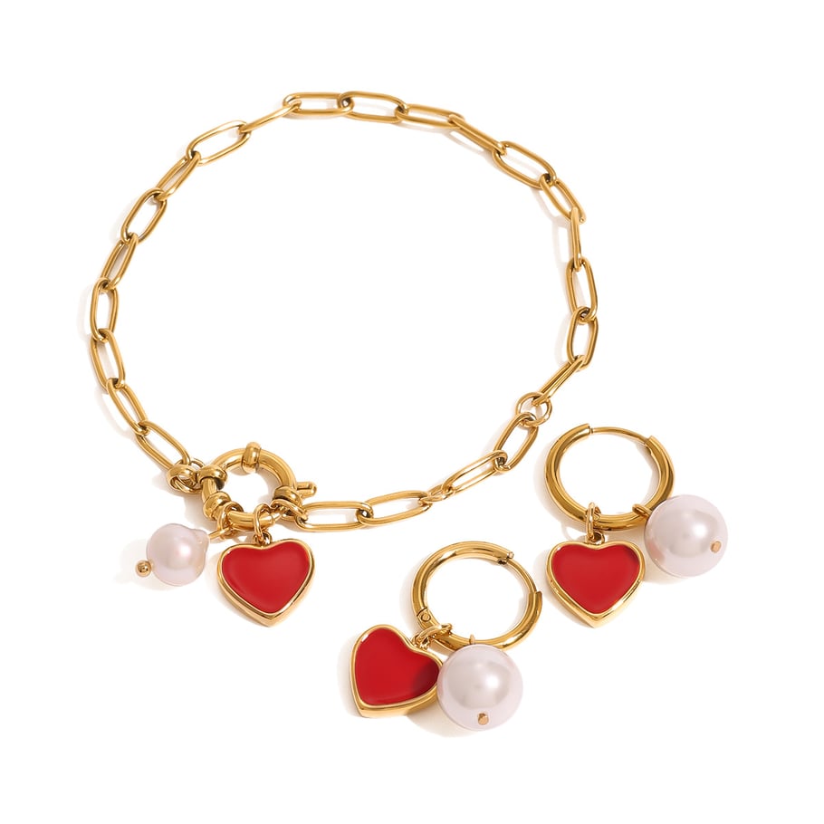 1 Paar Ohrringe aus Edelstahl mit 18 Karat vergoldetem Herz, romantische Serie, für Damen Bild6