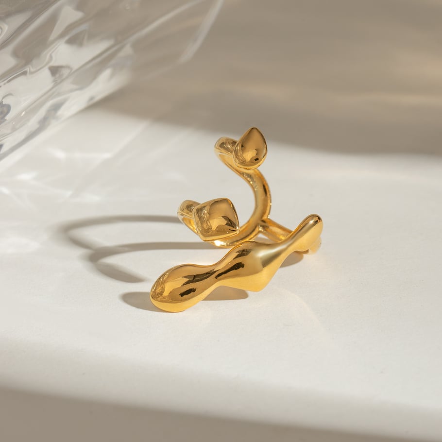 1 Pair Simple Series Simple Geometric Stainless Steel 18K Gold Plated Women Adjustable Rings Picture5