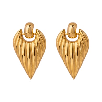 1 Pair Simple Series Retro Heart Stainless Steel 18K Gold Plated Women Drop Earrings h5 Picture5