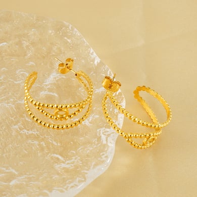 1 Pair Simple Series Daily Geometric Titanium Steel 18K Gold Plated Women Hoop Earrings h5 Picture4