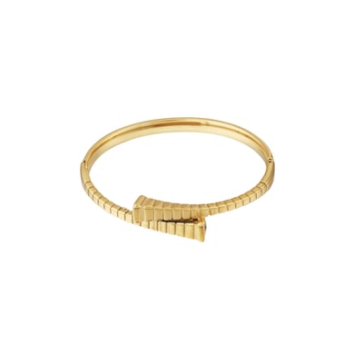 1 Piece Classic Series Chic Rectangular Twist Stainless Steel Gold Color Women's Bangles h5 Picture5