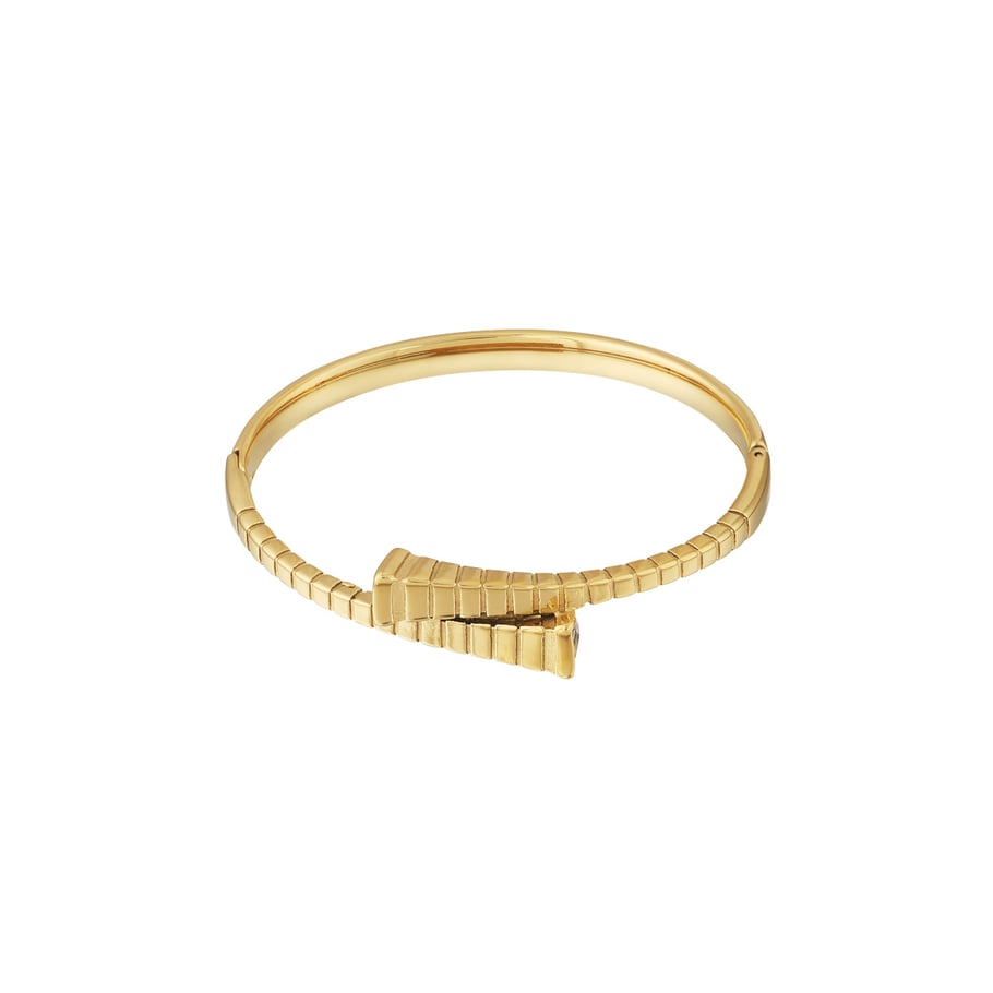1 Piece Classic Series Chic Rectangular Twist Stainless Steel Gold Color Women's Bangles Picture5