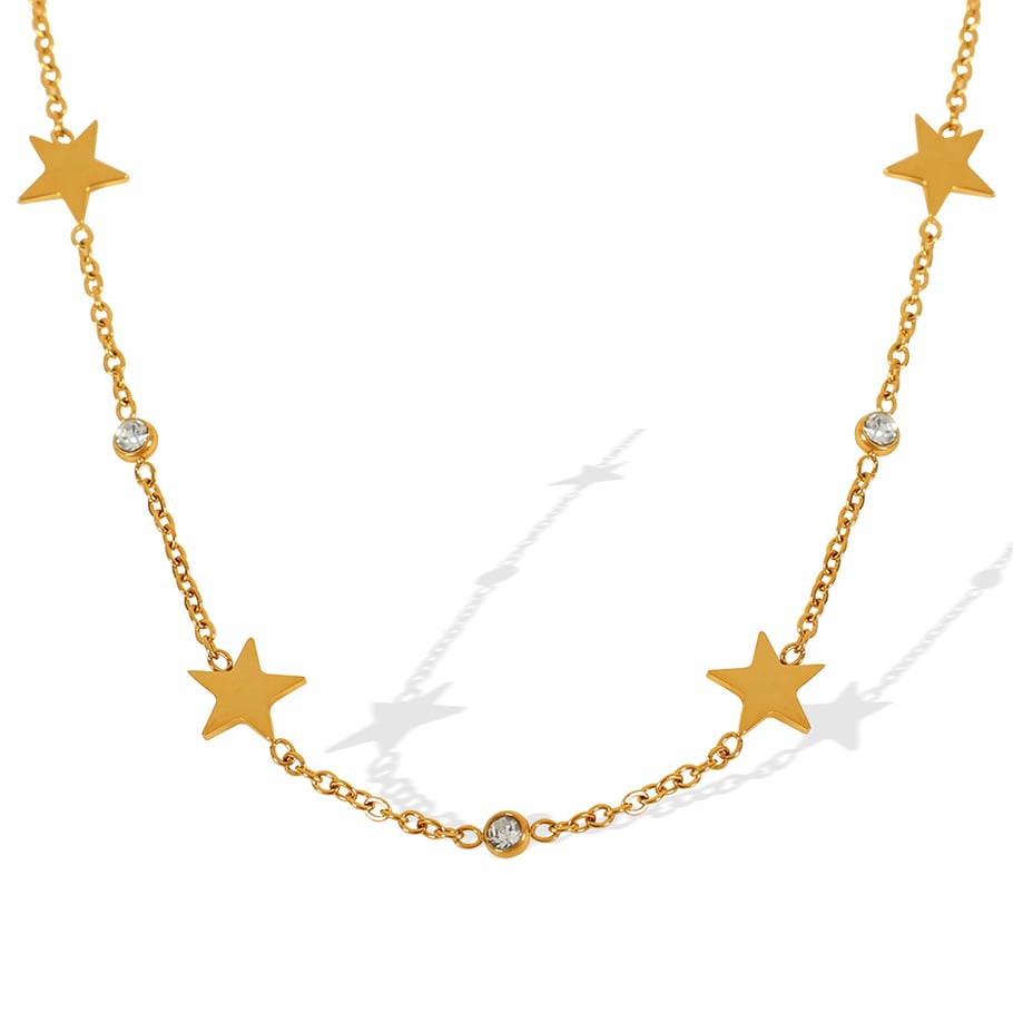 1 Piece Simple Series Simple Sun/Moon Stainless Steel 18K Gold Plated Rhinestone Women Pendant Necklaces Picture7