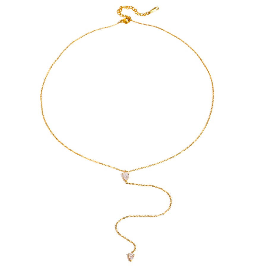 1 Piece Simple Series Simple Droplet Stainless Steel 18K Gold Plated Rhinestone Women Pendant necklaces Picture6