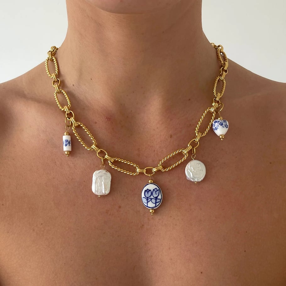 1 stück klassische serie elegante blume edelstahl vergoldet damen anhänger halsketten h5Bild4