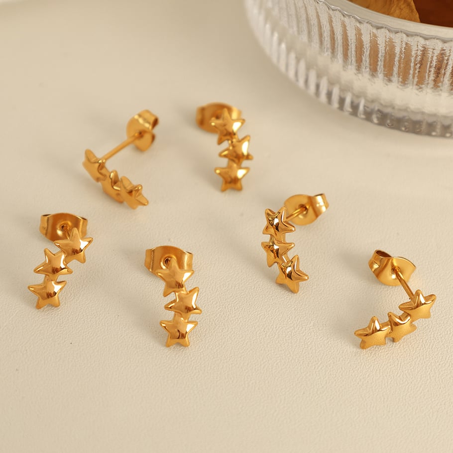 1 Pair Simple Series Casual Sun/Moon Stainless Steel 18K Gold Plated Women Stud Earrings Picture4