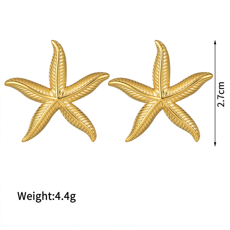 1 Pair Minimalist Style Vacation Starfish Shape Stainless Steel Gold Color Women's Stud Earrings Picture7