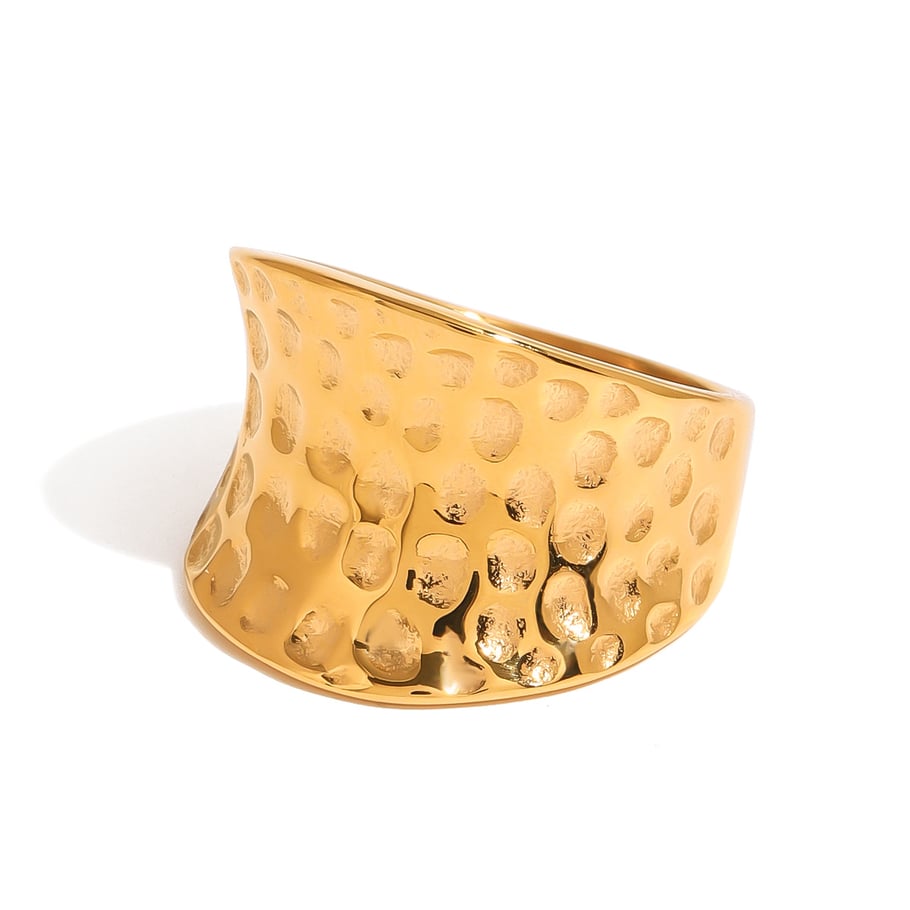 1 paar eenvoudige serie retro effen kleur roestvrij staal 18K vergulde dames enkele ring Afbeelding9
