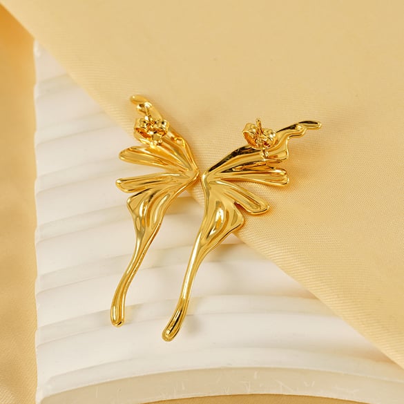 1 paio di orecchini a bottone da donna placcati in oro 18 carati, serie romantica, eleganti