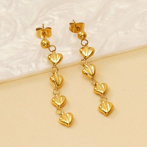 1 Pair Simple Series Classic Tassel Stainless Steel 18K Gold Plated Women Drop Earrings 2