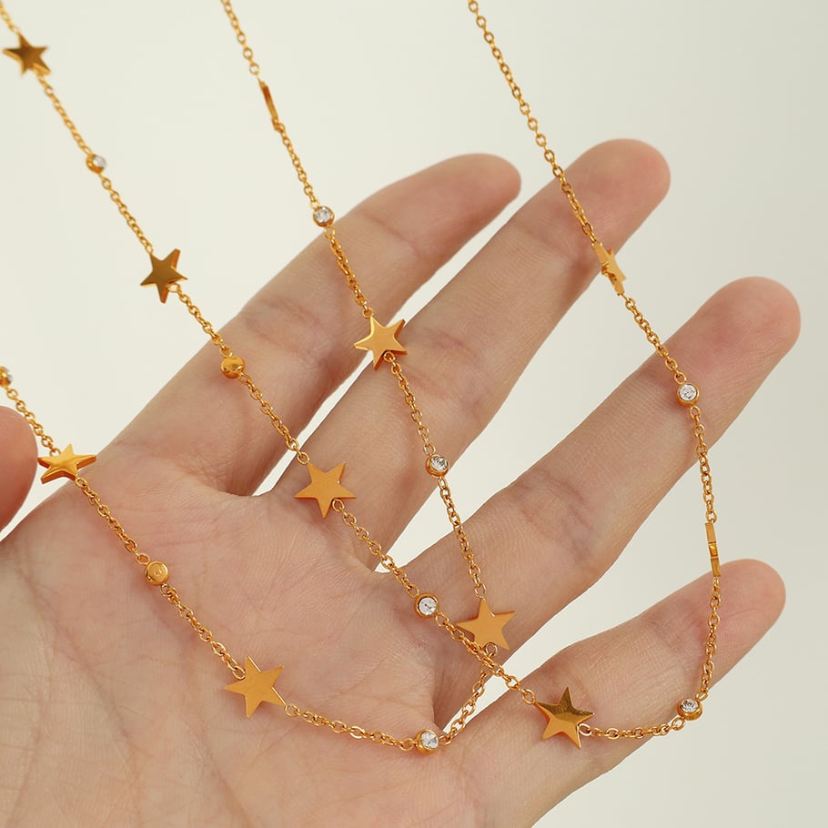 1 Piece Simple Series Simple Sun/Moon Stainless Steel 18K Gold Plated Rhinestone Women Pendant Necklaces Picture6