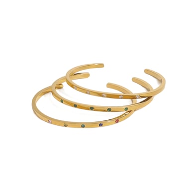 1 Piece Luxurious Series Classic Colorful Annular Stainless Steel Gold Color Women's Bangles h5 Picture10