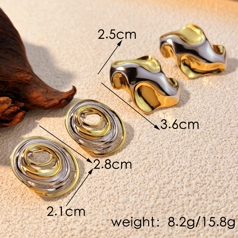 1 Pair Gold and silver Mixed Color Geometric Earrings Women's Stud Earrings Picture5