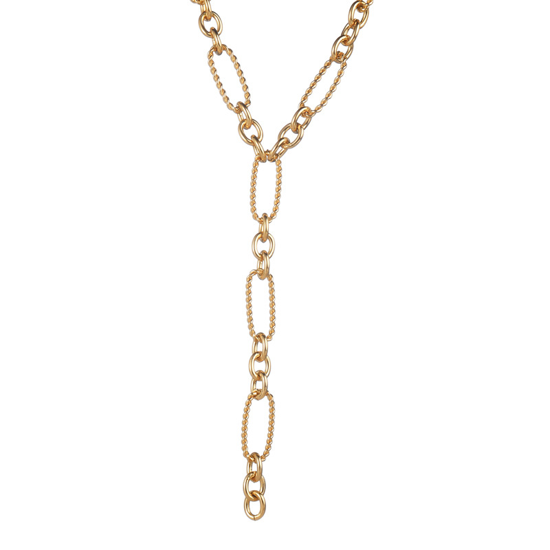 Collier chaîne pour femme en acier inoxydable plaqué or 18 carats, série Simple, pompon simple Image5