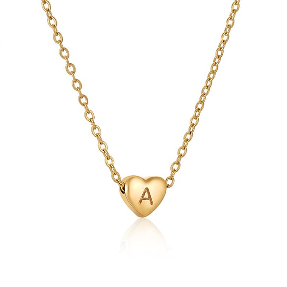 Collier avec pendentif en acier titane plaqué or 18 carats pour femme, série simple, lettre quotidienne 2