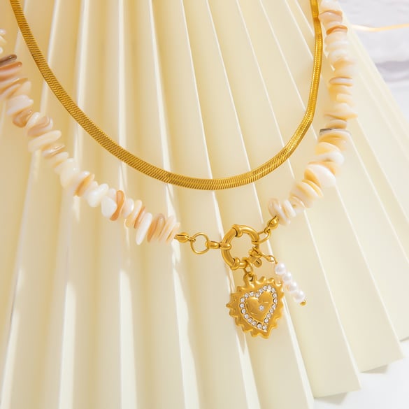 1 pezzo serie romantica cuore quotidiano acciaio inossidabile placcato oro 18 carati strass donne ciondolo collane