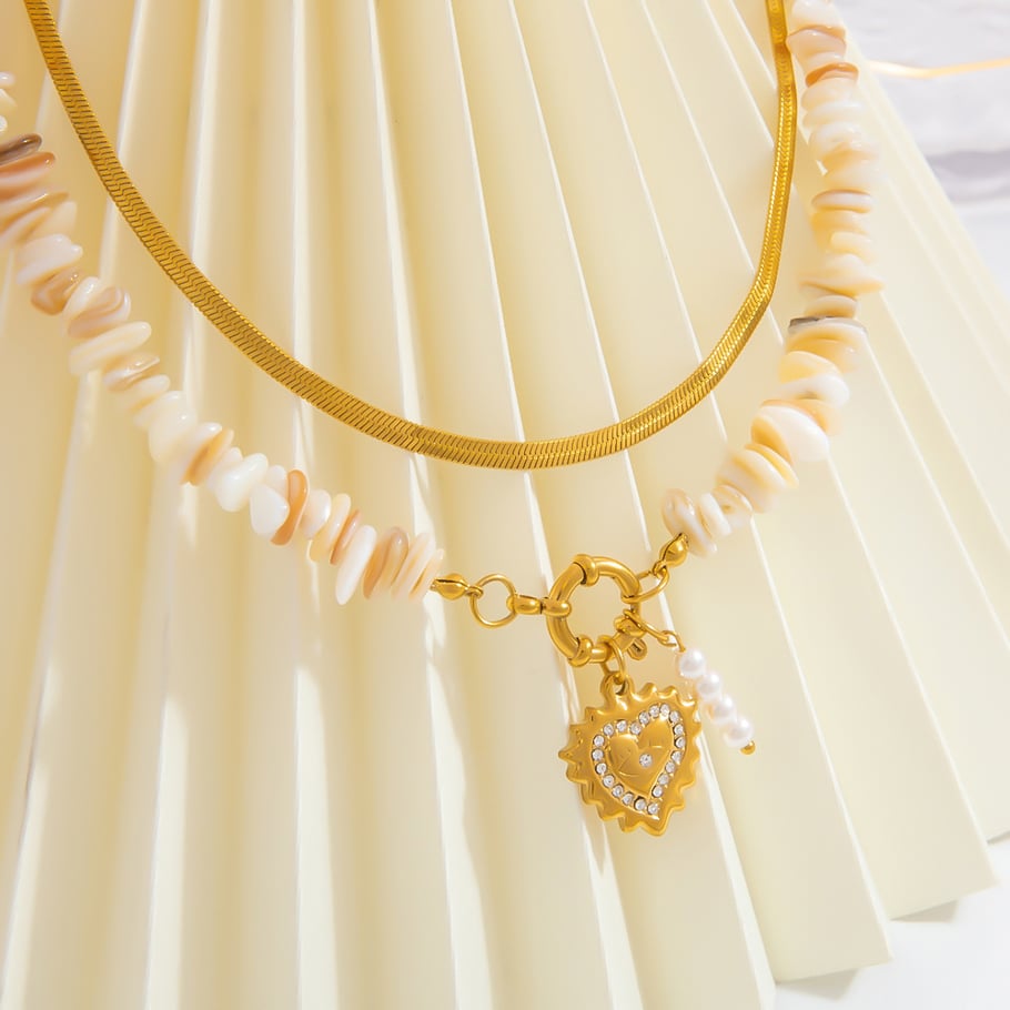1 Piece Romantic Series Daily Heart Stainless Steel 18K Gold Color Plated Rhinestone Women's Pendant Necklaces Picture3