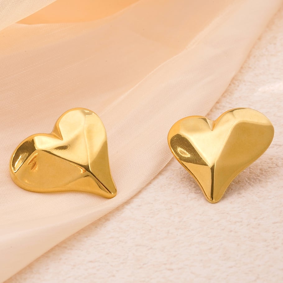 1 Paar romantische Serie Sweet Heart Titan Stahl Gold Farbe Damen Ohrstecker Bild3