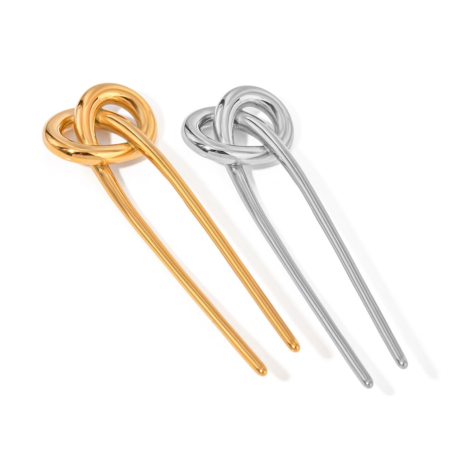 Horquilla con nudo alcalino de acero inoxidable de oro de 18 quilates, elegante, de alta gama, estilo transfronterizo europeo y americano para mujer Imagen6