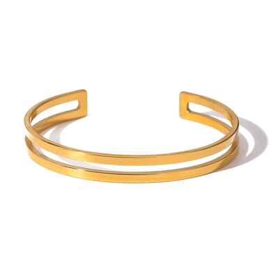 1 Piece Simple Series Retro Geometric Stainless Steel 18K Gold Plated Women Bangles h5 Picture5