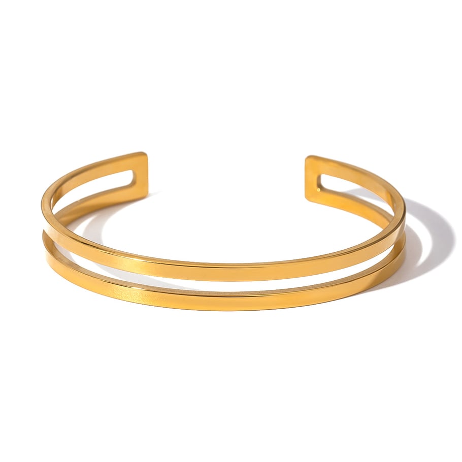 1 Piece Simple Series Retro Geometric Stainless Steel 18K Gold Plated Women Bangles Picture5