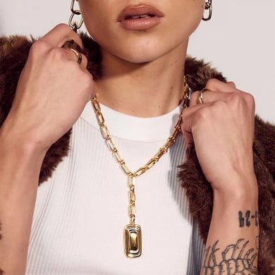 1 Piece Simple Series Modern Style Quadrilateral Stainless Steel Gold and Silver Color Women's Pendant Necklaces h5 Picture5