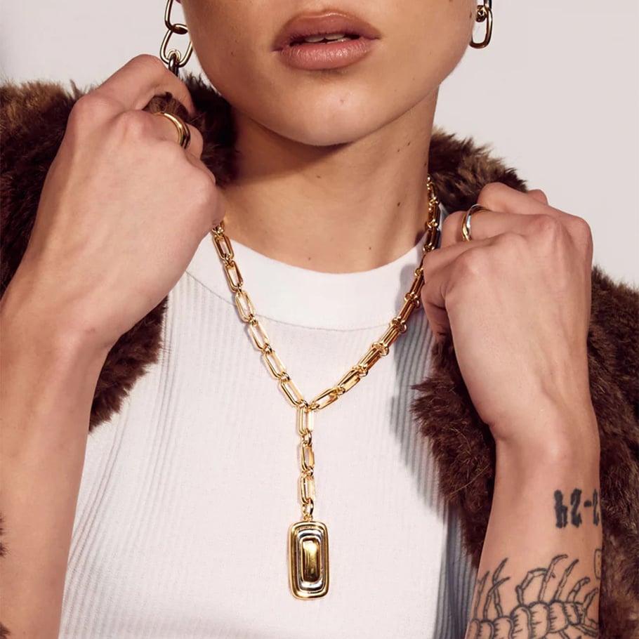 1 Piece Simple Series Modern Style Quadrilateral Stainless Steel Gold and Silver Color Women's Pendant Necklaces Picture5