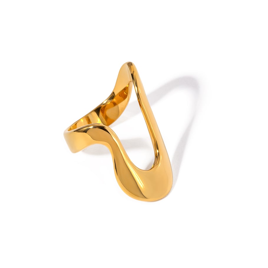 Anillos individuales para mujer de acero inoxidable color dorado, serie clásica de Europa y América, 1 pieza Imagen9