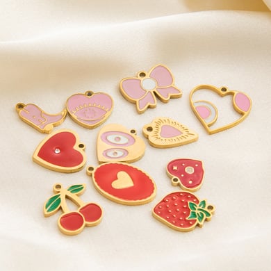 1 Paar Anhänger aus Edelstahl mit 18 Karat Goldbeschichtung für Damen aus der Romantischen Serie „Sweet Plant“ h5 Bild4