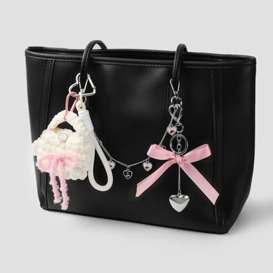1 Piece Cute Woolen Mini Bag Love Heart with Cherry Bag Charms h5 Picture3