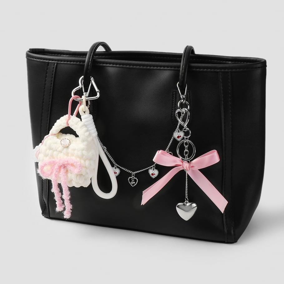 1 Piece Cute Woolen Mini Bag Love Heart with Cherry Bag Charms Picture3