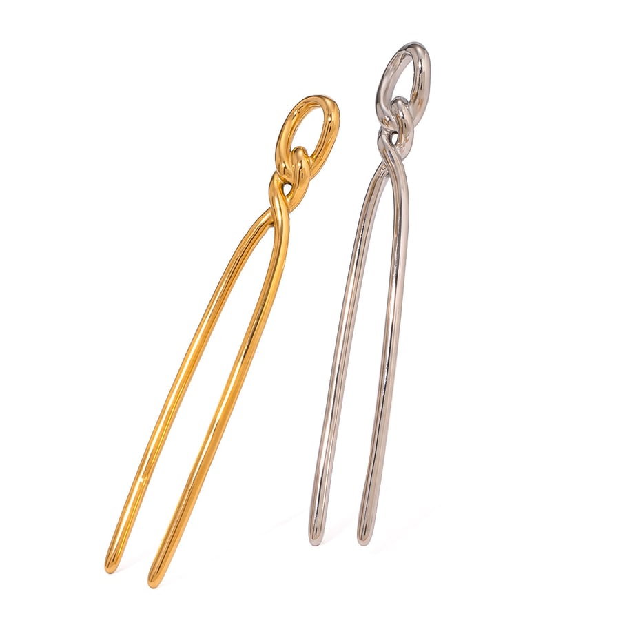 1 Paar Simple Series Daily Twist Edelstahl 18 Karat vergoldete Haarspangen für Damen Bild6