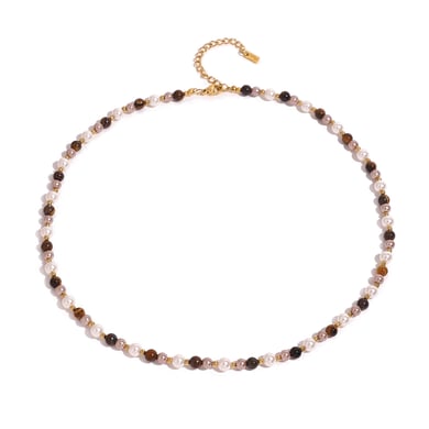 1 Stück Simple Series Retro Beads Edelstahl 18K vergoldet Damen Perlenketten h5 Bild5