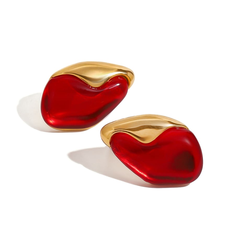 1 Pair Classic Series Europe and America oval Stainless Steel 18K Gold Plated Natural Stone Women Stud Earrings Picture8