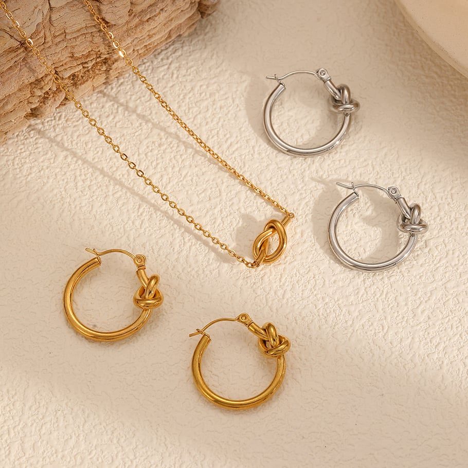 1 Pair Designable Style Chic Knot Shape Stainless Steel Gold Color Women's Stud Earrings Picture3