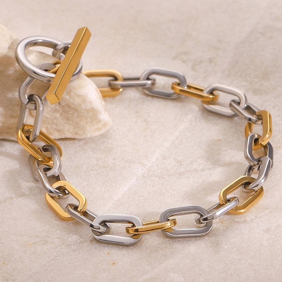 1 Piece Simple Series Daily Annular Stainless Steel 18K Gold Plated Women Chain Bracelets Picture6