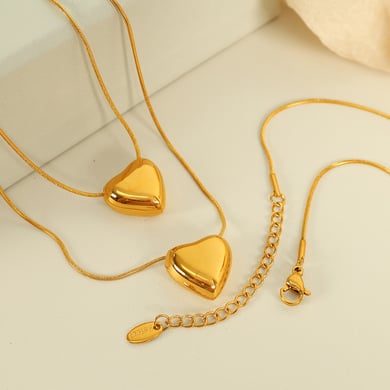 1 Piece Simple Series Simple Heart Stainless Steel 18K Gold Plated Women Pendant Necklaces h5 Picture4