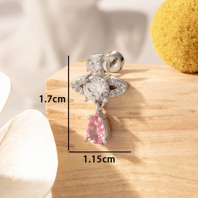 1 Pair Simple Series Simple Droplet Titanium Steel No Plating Material Zircon Women's Stud Earrings h5 Picture6