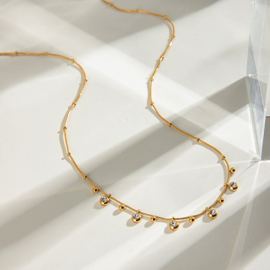 1 Piece Simple Series Daily Geometric Stainless Steel 18K Gold Plated Zircon Women Pendant Necklaces Picture3
