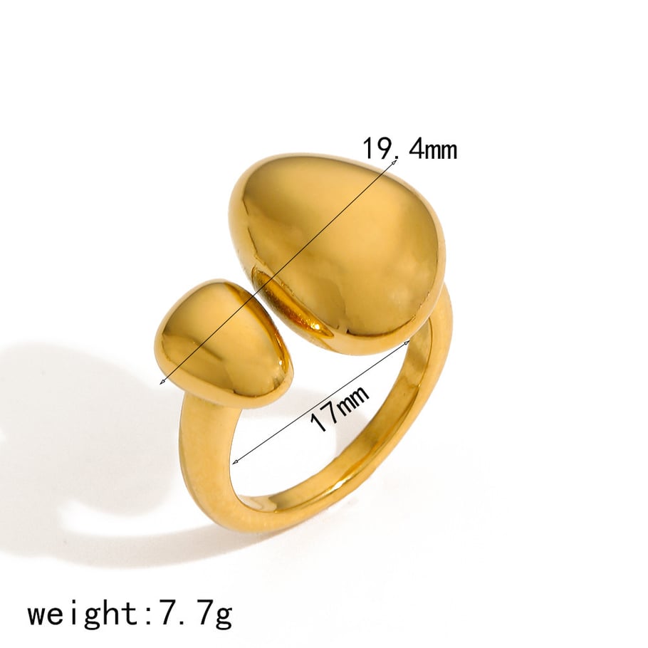 1 Paar Simple Series Einfache geometrische Edelstahl 18 Karat vergoldete verstellbare Damenringe Bild6