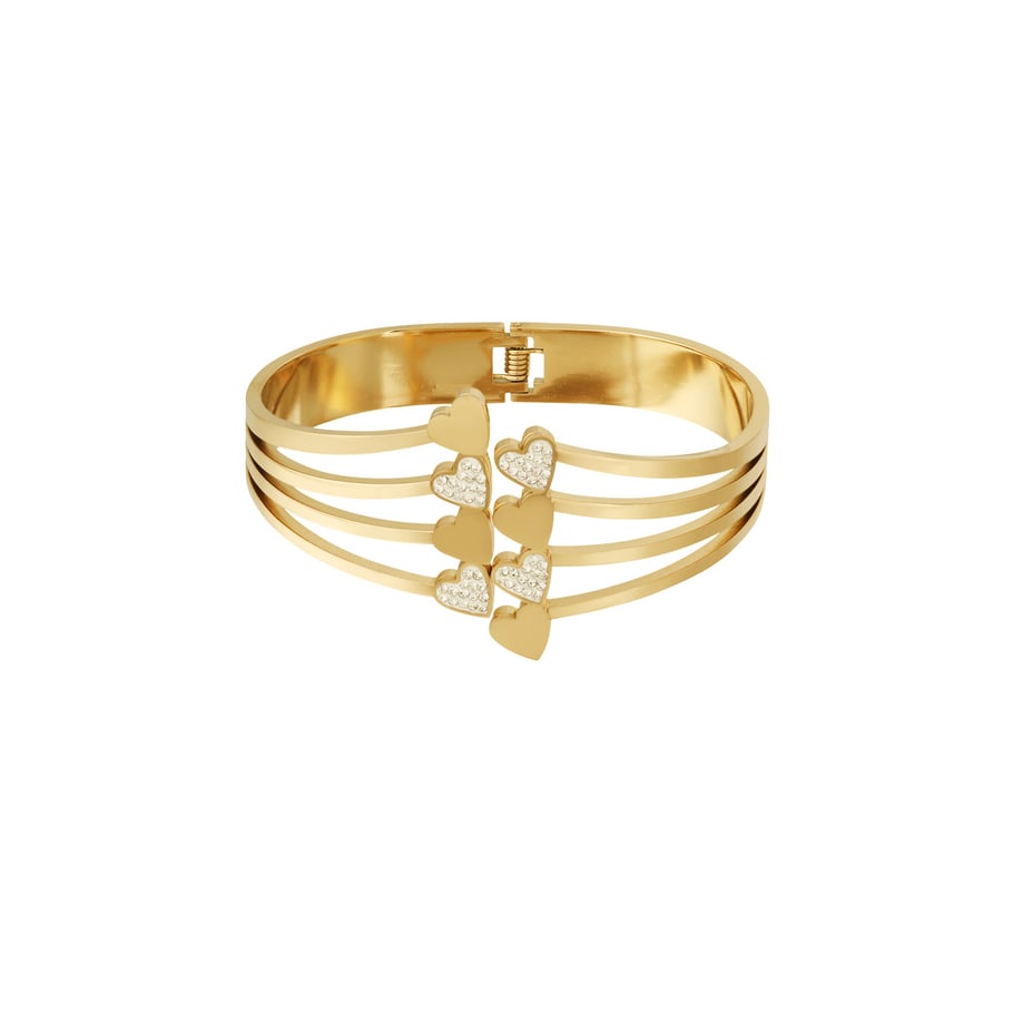 1 Piece Romantic Series Cute Multiple Heart Stainless Steel Gold Color Women's Bangles Picture4