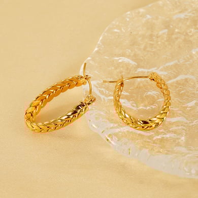 1 Pair Simple Series Simple Strip Titanium Steel 18K Gold Plated Women Hoop Earrings h5 Picture3